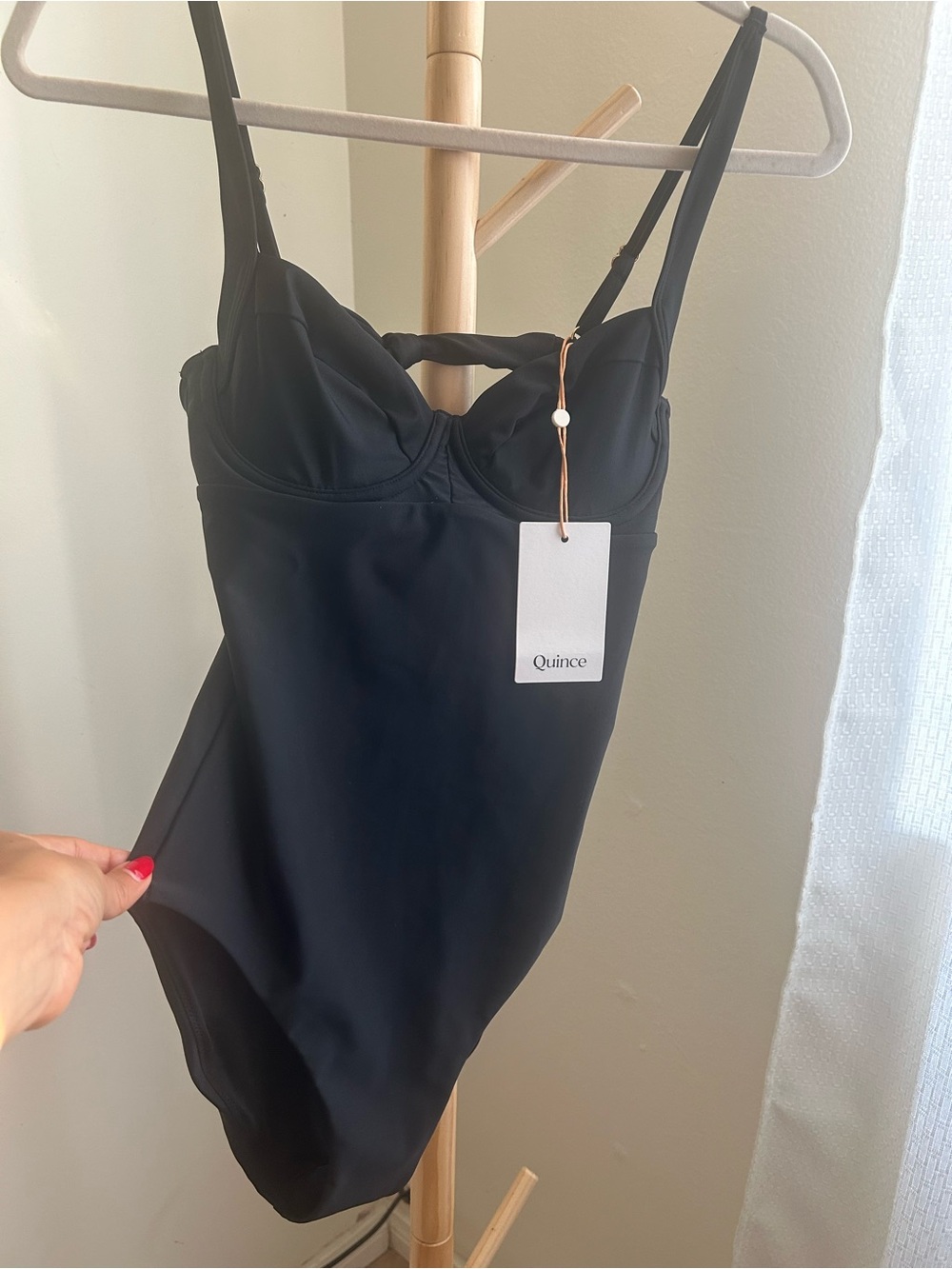 Quince Black Sculpting One-Piece swimsuit Size S